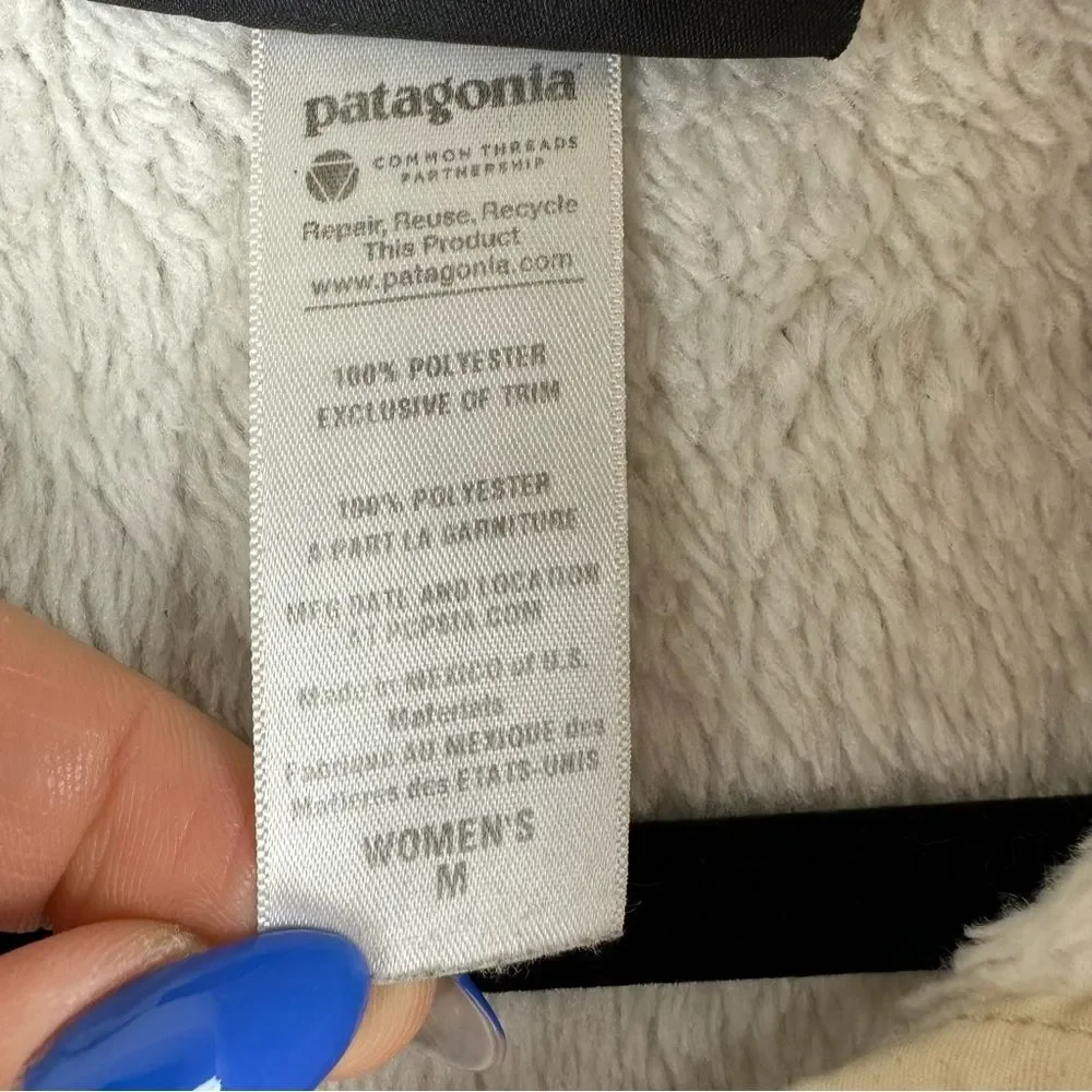 Patagonia Fleece Pullover Re-Tool Snap-T Cream Ecru White size M - Picture 4 of 5